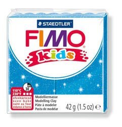Фото Полимерная глина для детей FIMO kids "Синяя блестящая" 42 гр. (8030-312)