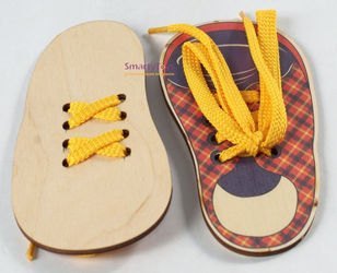 Шнуровка деревянная Ботинки Шотландка (2 ботинка со шнурками) (Д427а) фотография 2